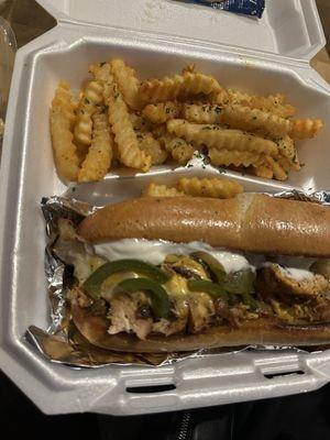 Chicken Philly and fries