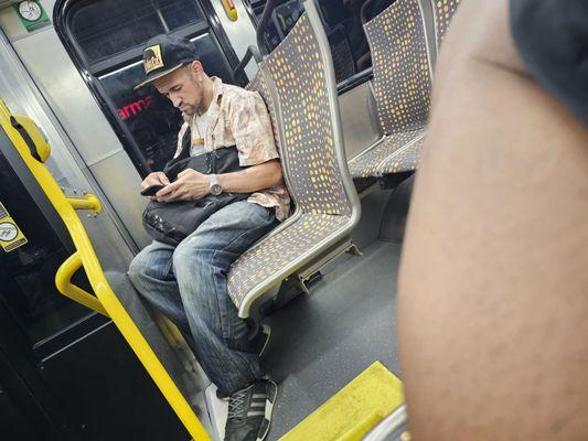 Riding the metro, making new friends.