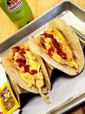 Shake Hands with Chorizo, Egg, & Cheese Tacos!!