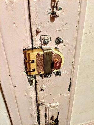 Brand new lock on our very old, funky door