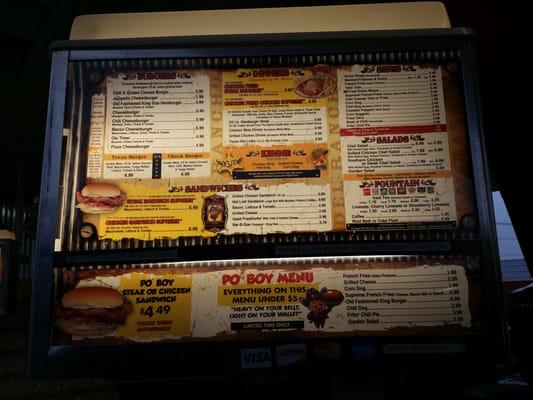 Menu on drive in