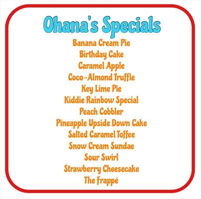 Specials Menu