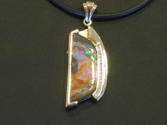 This is a Boulder Opal Pendant that we created.