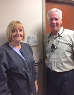 My assistant, Carol and myself in front of our office