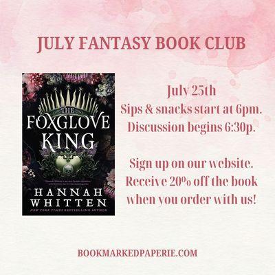 Join our Fantasy Book Club! Next meeting is July 25th.