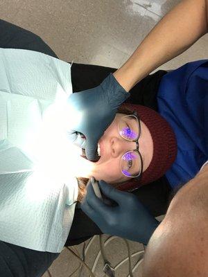 A selfie to send to my work so they had proof of my dentist visit. Dr. Chun happily participated.