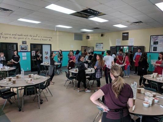 Loyola Law School getting ready to serve Monthly Breakfast!