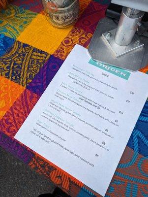 9/23/23 Ferry farmer's market menu