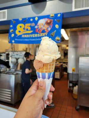 Monkey madness and chocolate custard in a waffle cone