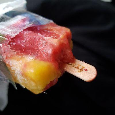 Strawberry mango popsicle! Full of fruit!