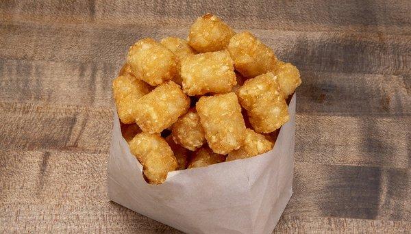 Tater tots, crispy and golden brown, made to order