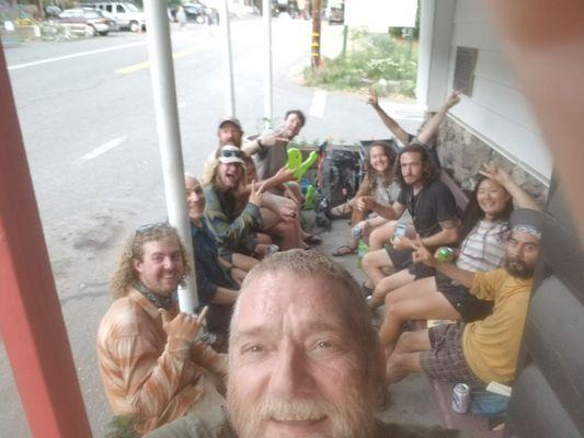 PCT hiker class of 2021 on the front porch at Old Sierra City Hotel