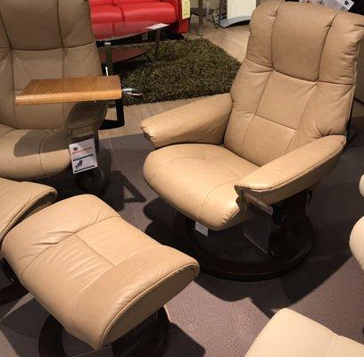 This is the Ekornes Stressless recliner with ottoman. It's like nothing I've ever before experienced! I almost fell asleep on it.