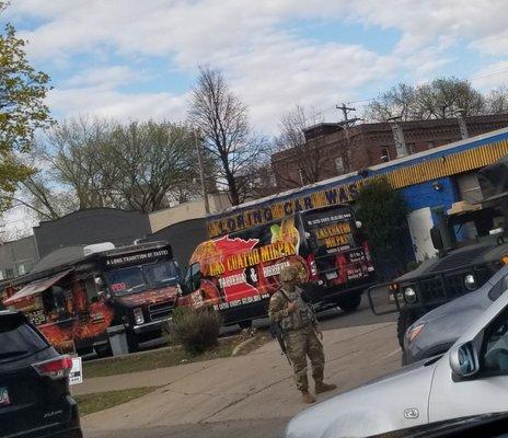 Around Minneapolis  ...not exaggerating... military and city police on every 2-3 blocks