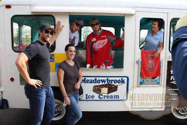 Serving ice cream with the Detroit Red Wings