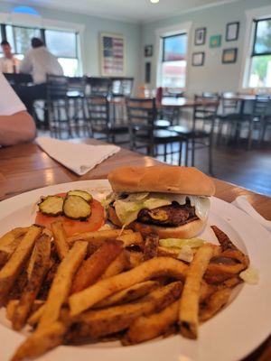 Burger and fries