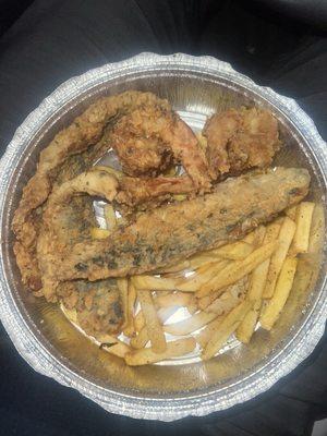 Tender Fresh Select Whiting, Fried Shrimp if you can locate it, some French Fries very little and cold,.