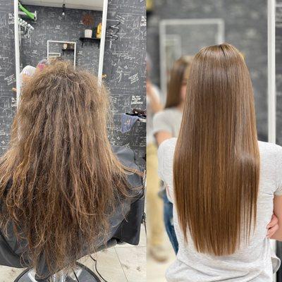 keratin treatment before and after