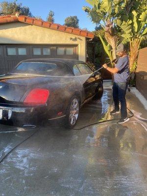 Prepping the car for a full detail