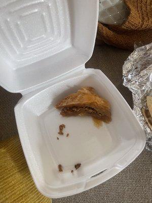 ordered baklava for $5.95 and this is what I received, good but very small portion