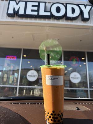 Thai Tea (blended) with brown sugar boba