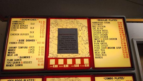 Regular menu