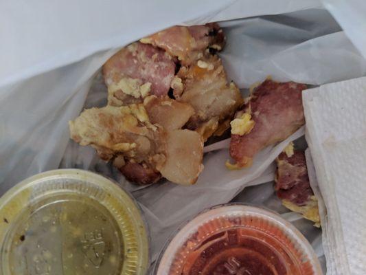 Not sure if this was supposed to be bacon, but it's not good. Was in the hashbrown burrito.