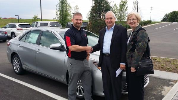 This great couple just purchased this 2015 Toyota Camry from me, Eric Abel. Search #SoldByAbel for more satisfied customers!