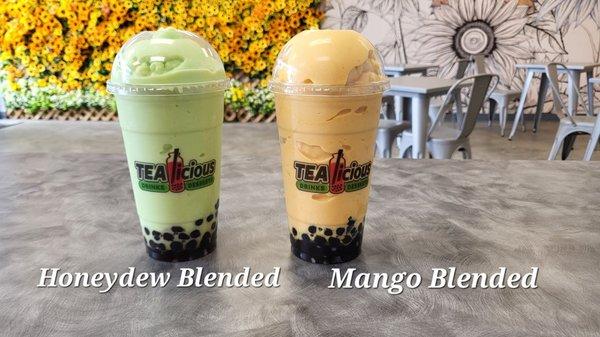 Honeydew Blended and Mango Blended both with Tapioca Boba