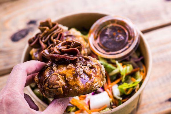 The spicy pork dumpling.