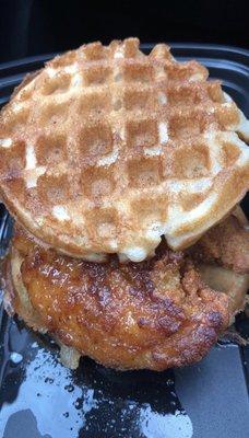 Chicken and waffle sandwich