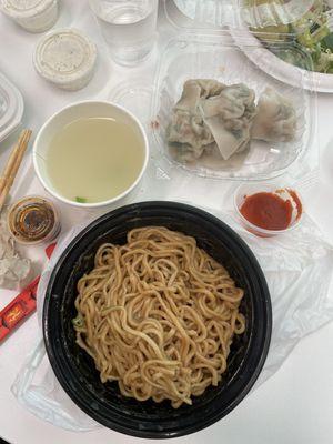 Peanut sauce noodle & chives steam dumplings