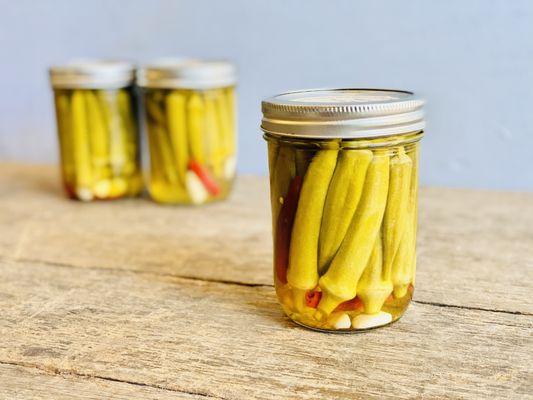 Hot Garlic Okra Pickles - Ho Farms