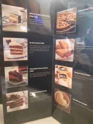 Dessert menu