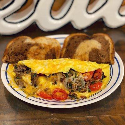 Breakfast Fajita with Marble Rye Toast