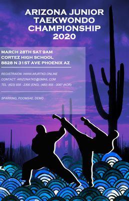 Our 2nd Competition is up on March 28th Sat at Cortez High School! Register at: www.azjrtkd.online