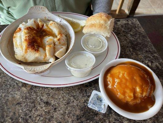 Broiled haddock dinner