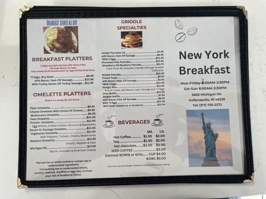 Menu front