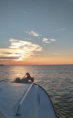 View of the Chesapeake Bay while leaving the marina jetties.