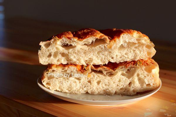 Inside of Jalapeño Cheddar Focaccia ($6.45) - texture is soft