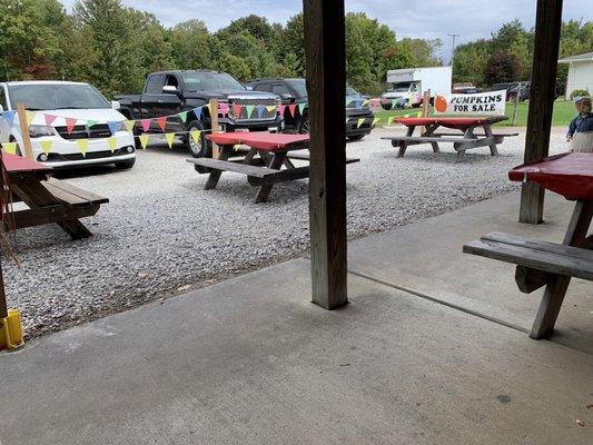 Clean seating, and lots of picnic tables