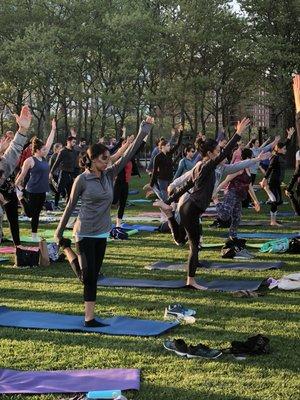 Attend our Yoga in the Park classes in the Summer.