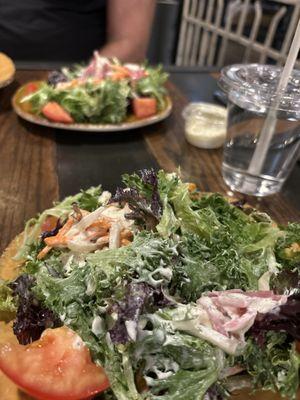 Side salads with choice of many dressings- bountiful!