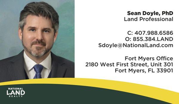 Sean Doyle, PhD
Land Professional

Specializes in land for Homesteading, farm land, commercial land, agricultural land, hunting land