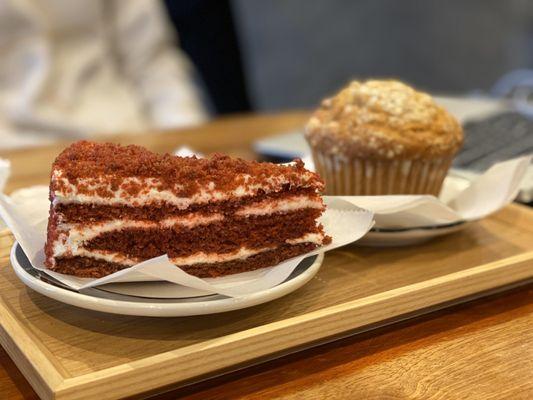 Red Velvet Cake + Banana Nut Muffin