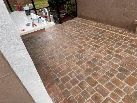 Sealed brick pool deck