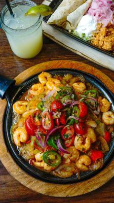 Flaming Shrimp Fajitas