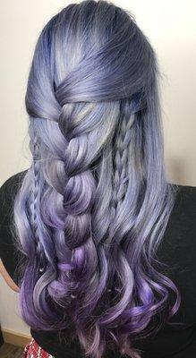 Beautiful purple hair created by Rachel B. @ TEASE Salon!