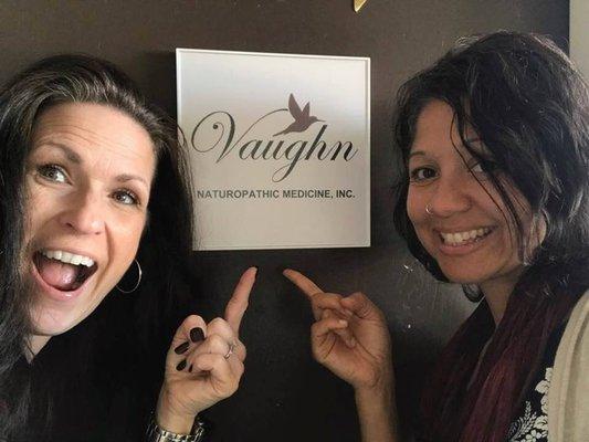 Tina Draper, office manager, and I just hung up our new door sign last Thursday on 5/9/19