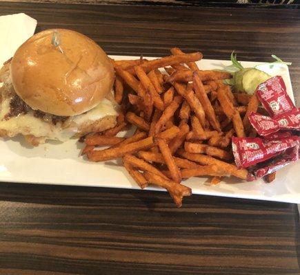 Savory Fried Chicken Sandwich with Sweet Potato Fries